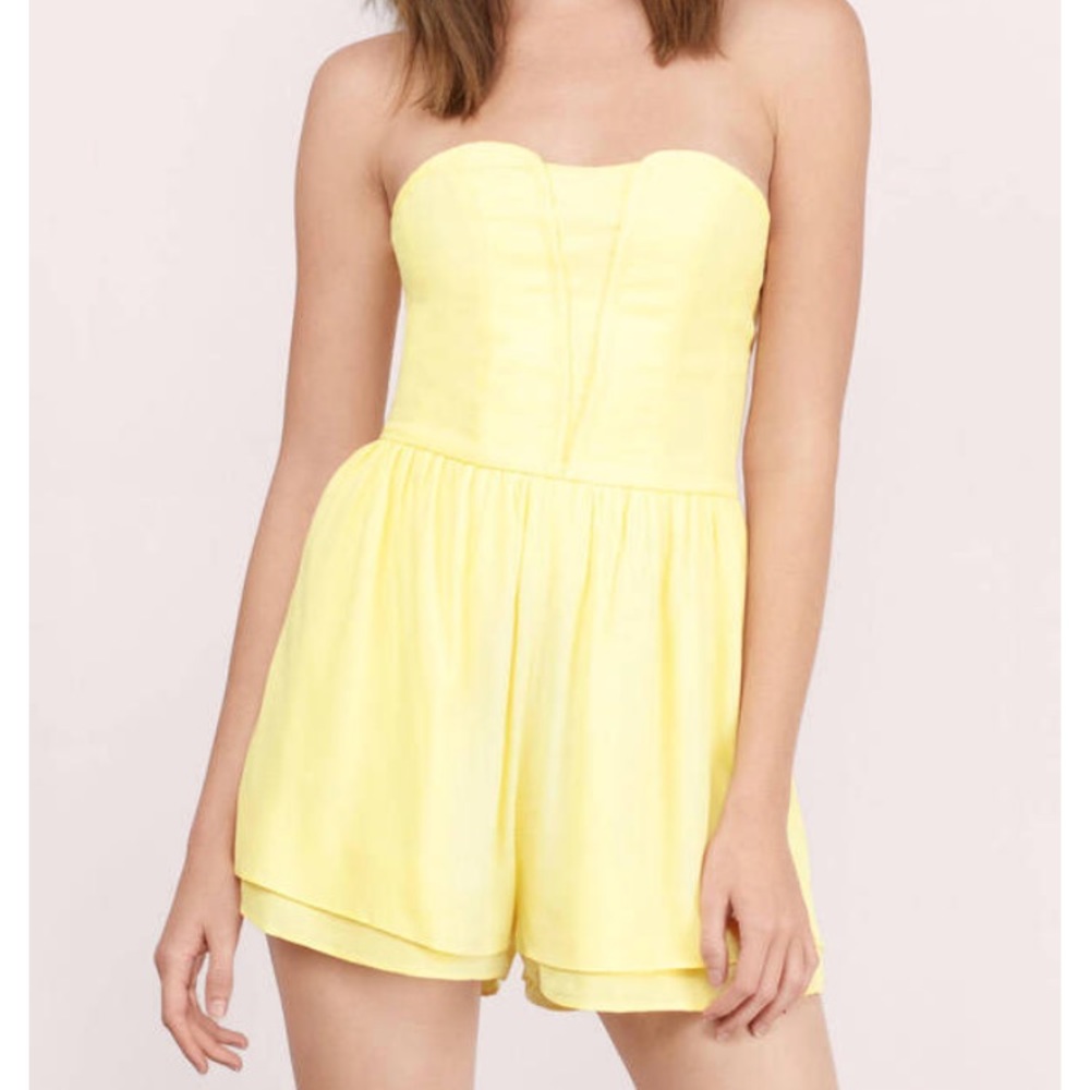 Tobi yellow strapless romper
